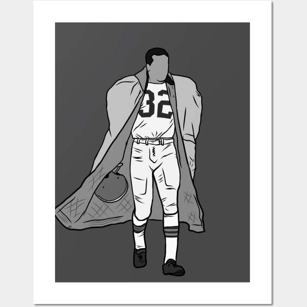 Jim Brown Iconic Walk-Off (Black and White) Wall Art by rattraptees